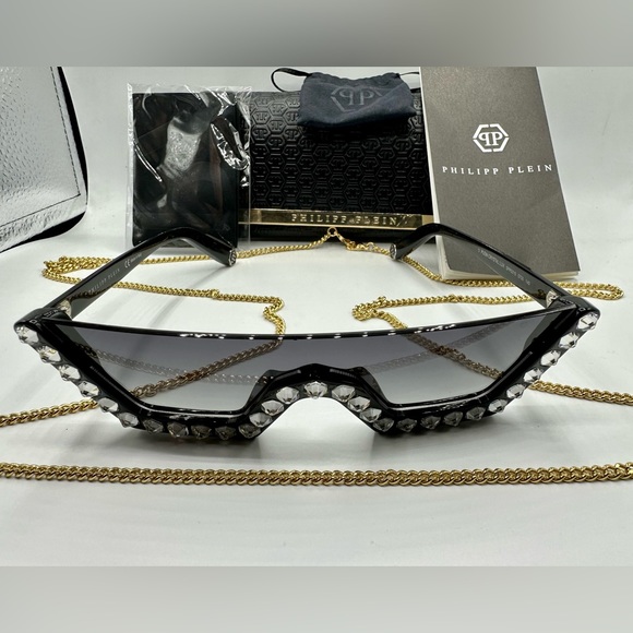 🏆PHILIPP PLEIN Sunglasses Plein Crystal Lux SPP031S Col.0700‼️ - Picture 9 of 16